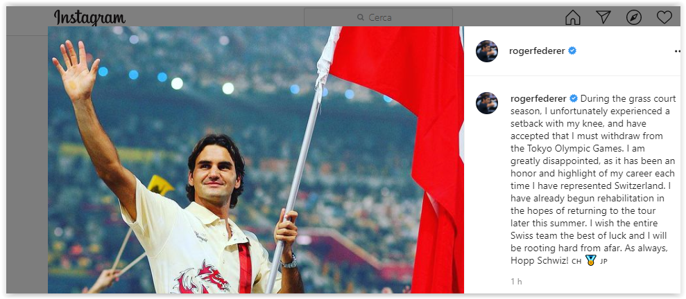 Roger Federer, Instagram