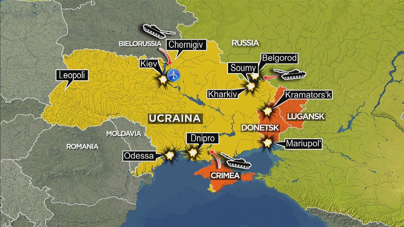 Mappa Ucraina (fonte: rainews)