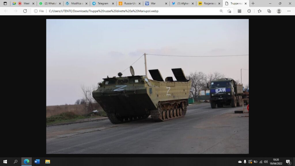 Truppe russe avanzano verso Mariupol (fonte: twitter)