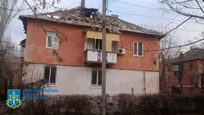 Edificio del Dnipro danneggiato dai russi